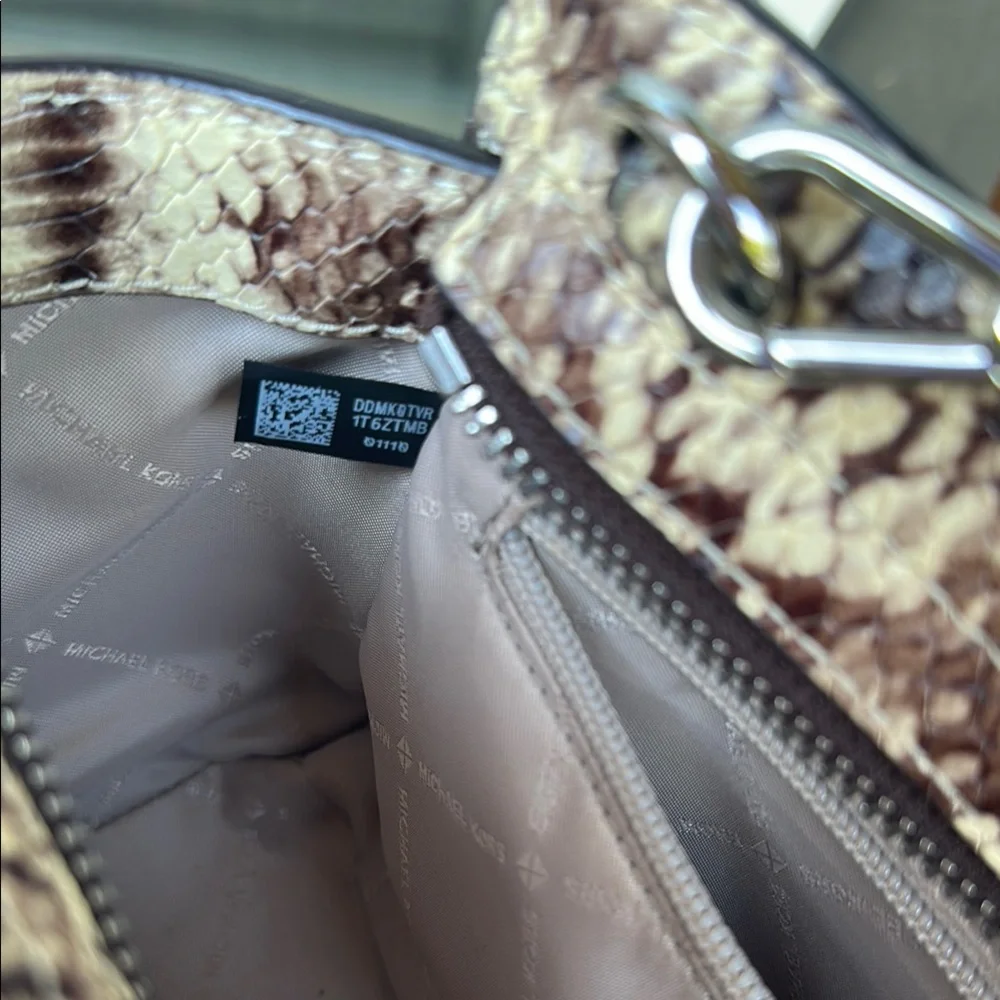 Michael Kors Brown and Cream Crossbody Bag with Chain Strap - Picture 8 of 12